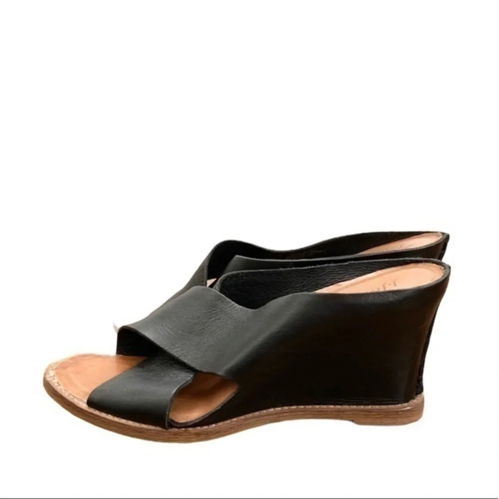 J. Jill Black‎ Leather Criss Cross Strap Wedge Sandals